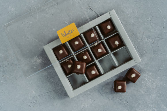 Rum Domino Steine mit Marzipan (Bitterschokolade)