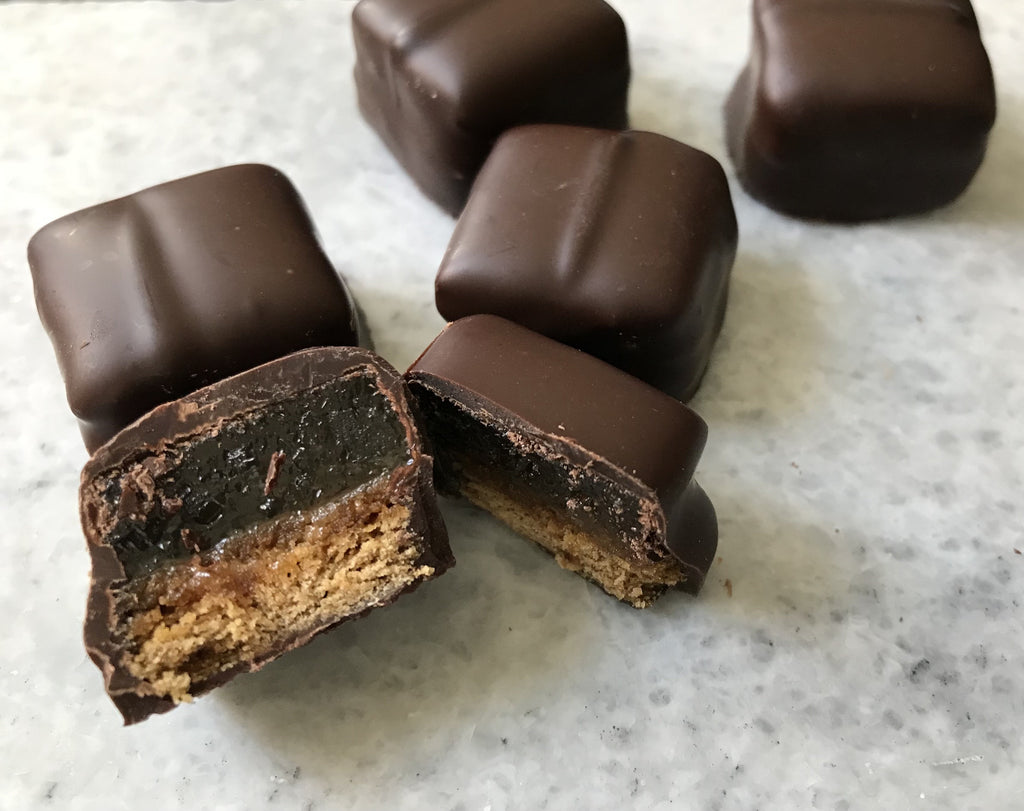 Ingwer-Domino Steine ohne Marzipan mit Bitterschokolade